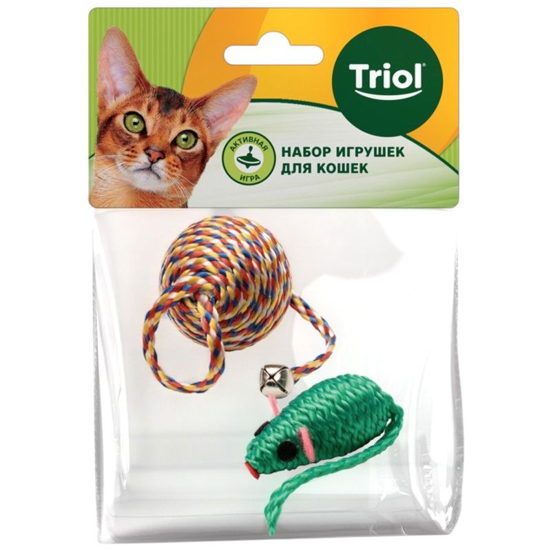 Изображение товара Набор игрушек Triol Активная Игра для кошек с мышью и мячом