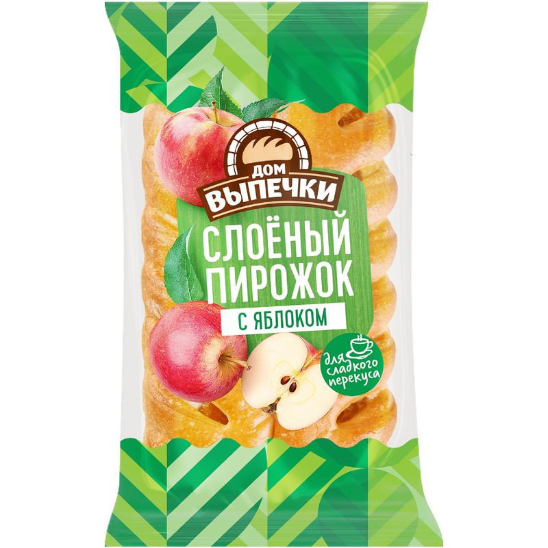 Изображение товара Пирожок Дом Выпечки слоёный с яблоком, 70г