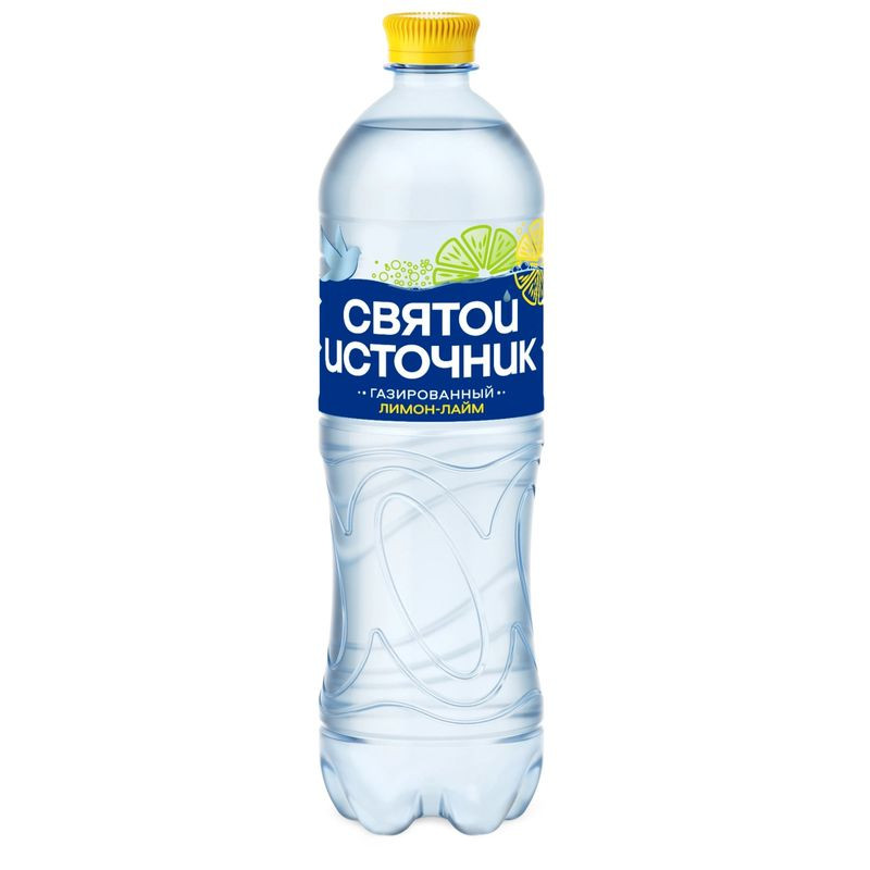 Изображение товара Вода Святой Источник лимон-лайм газированная 1л - ароматизированный напиток без сахара