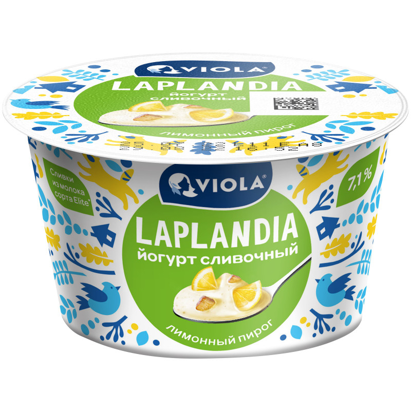 Изображение товара Йогурт Viola Laplandia Сливочный Лимонный Пирог с наполнителем 7.1%, 180г