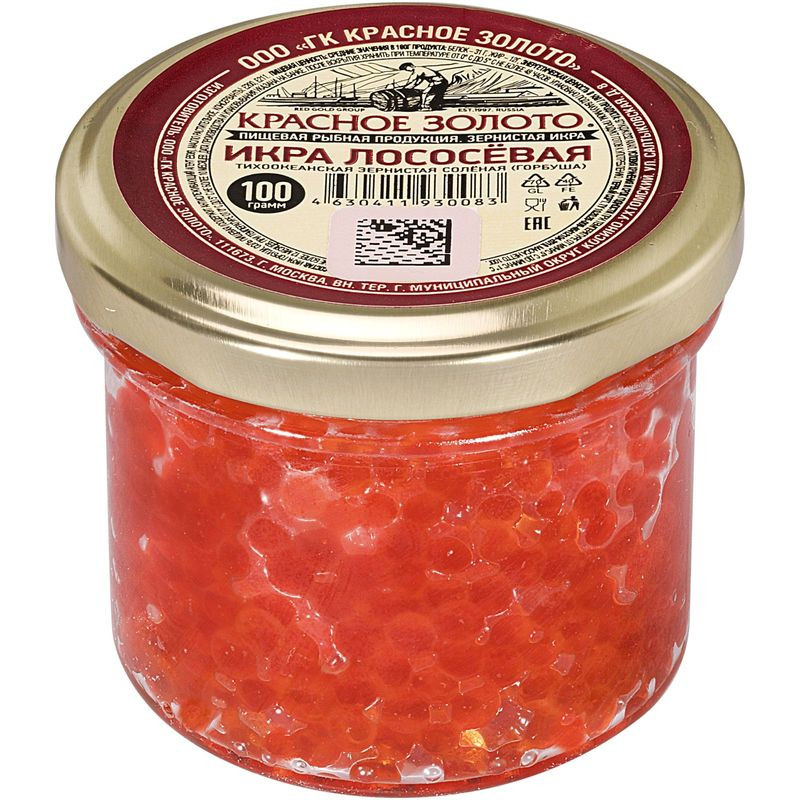Изображение товара Икра красная горбуша зернистая 100г Золото Натуральный деликатес