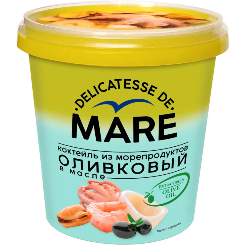 Изображение товара Коктейль из морепродуктов Балтийский Берег оливковый маре 380г – вареное свежие морские деликатесы