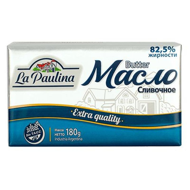 Изображение товара Масло сливочное La Paulina 82.5% 180г Натуральное из Аргентины