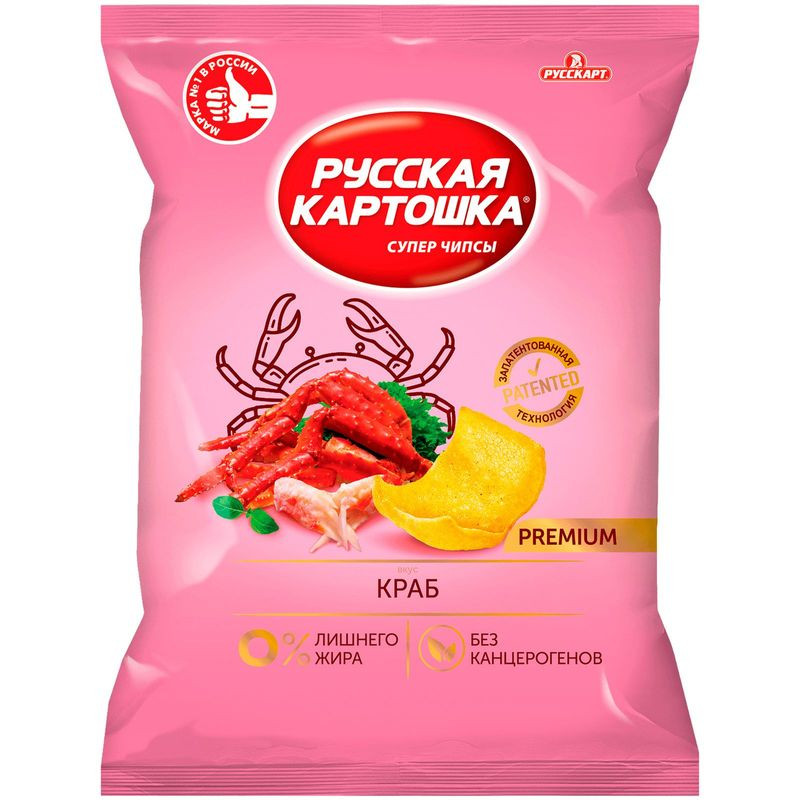 Изображение товара Чипсы Русская картошка со вкусом краба 190 г - хрустящий перекус с натуральным вкусом