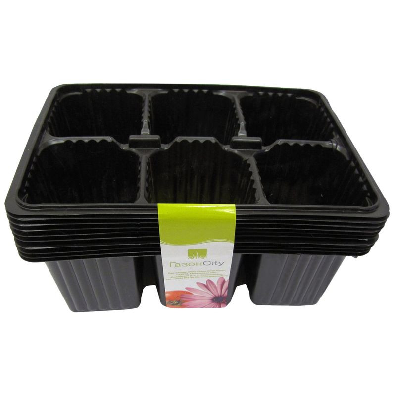 Изображение товара Мини-кассета ГазонCity для рассады 6 ячеек черная 180х135х60 мм