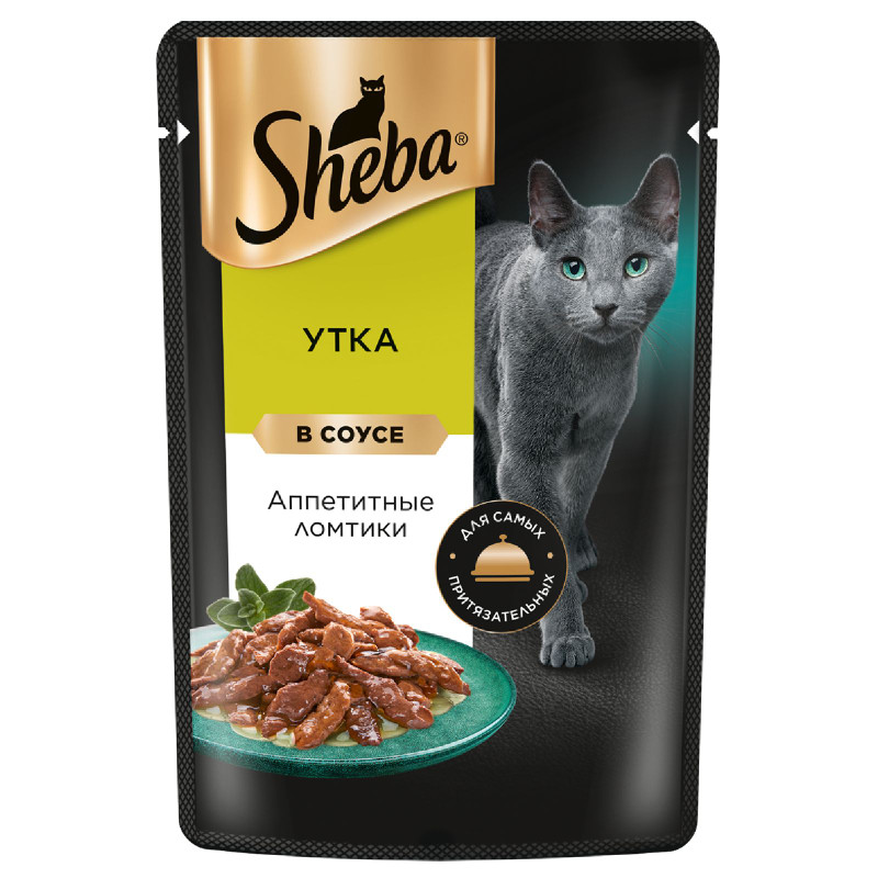 Изображение товара Влажный корм Sheba для кошек Ломтики в соусе с уткой, 75г