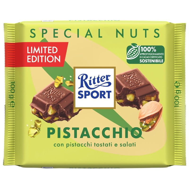 Изображение товара Шоколад молочный Ritter Sport Фисташка 100г - вкусное лакомство с орехами