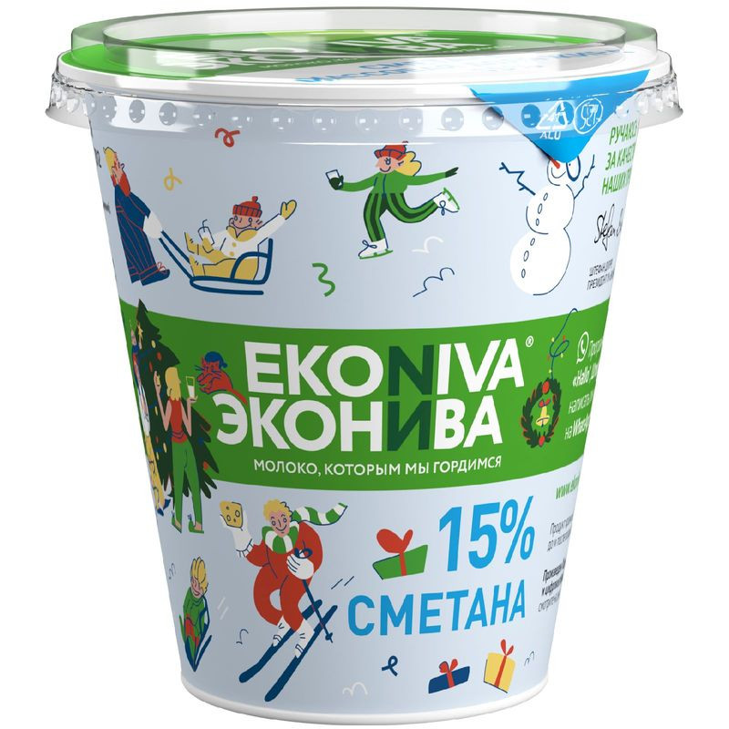 Изображение товара ЭкоНива Сметана 15% 300г натуральный продукт для домашних блюд и десертов