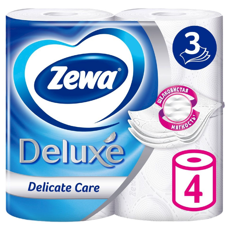 Изображение товара Туалетная бумага Zewa Deluxe белая 3 слоя, 4шт