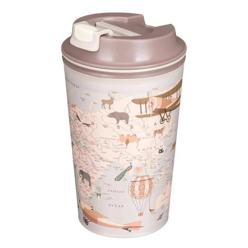 Изображение товара Термостакан Phibo Карта с клапаном, 350 мл, стильный пластиковый термос