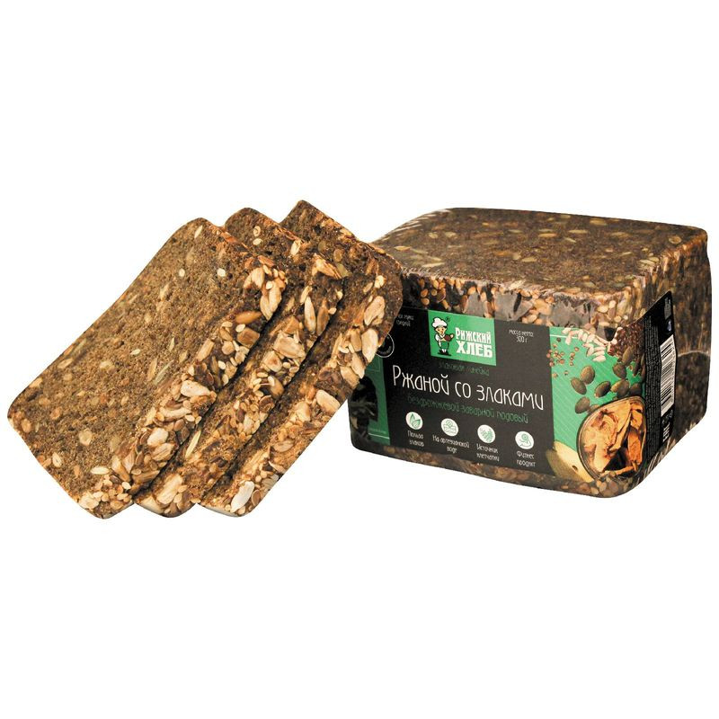Изображение товара Ржаной бездрожжевой хлеб со злаками 300 г Рижский Хлеб