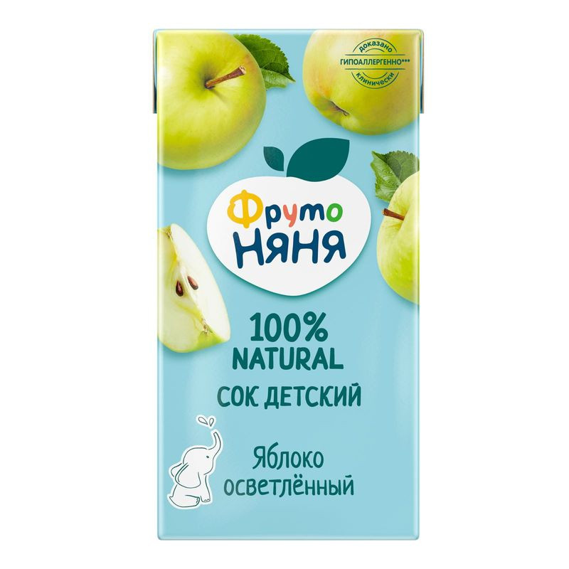 Изображение товара Сок ФрутоНяня яблочный без сахара 500мл натуральный детский напиток