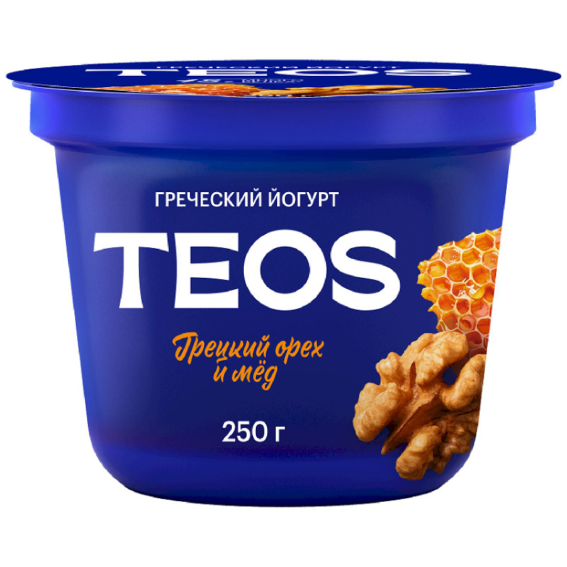 Изображение товара Йогурт Teos Греческий Грецкий орех-мёд 2%, 250г