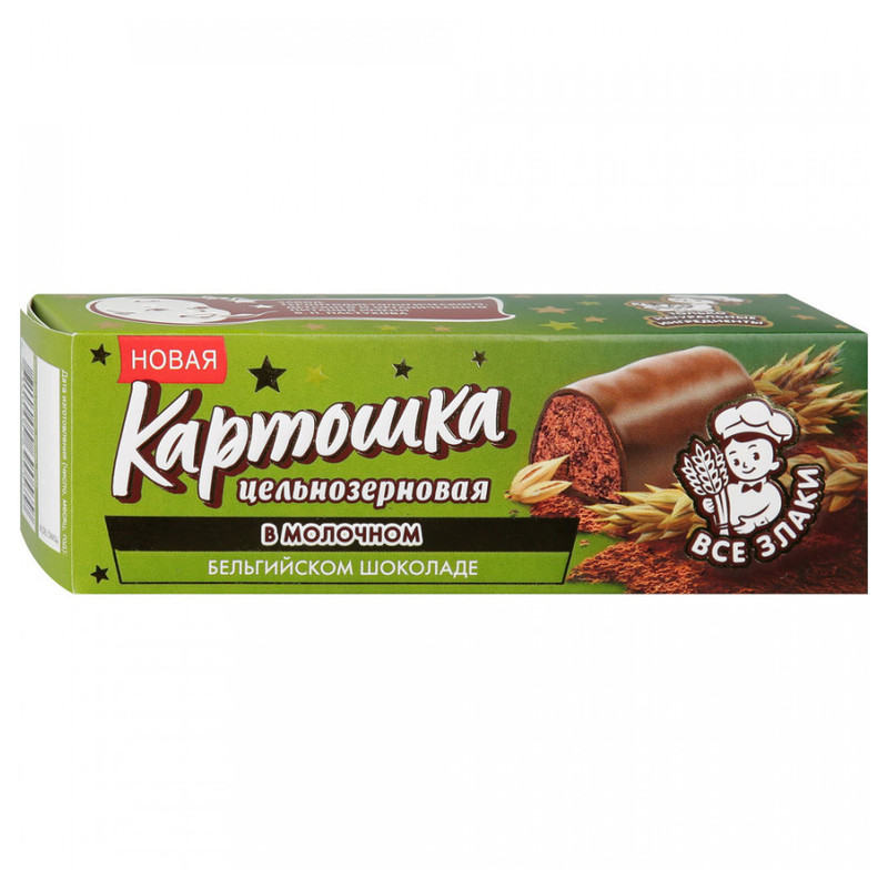 Изображение товара Продукт молочный ЗГДДОП Картошка цельнозерновая в молочном бельгийском шоколаде 10.5%, 60г