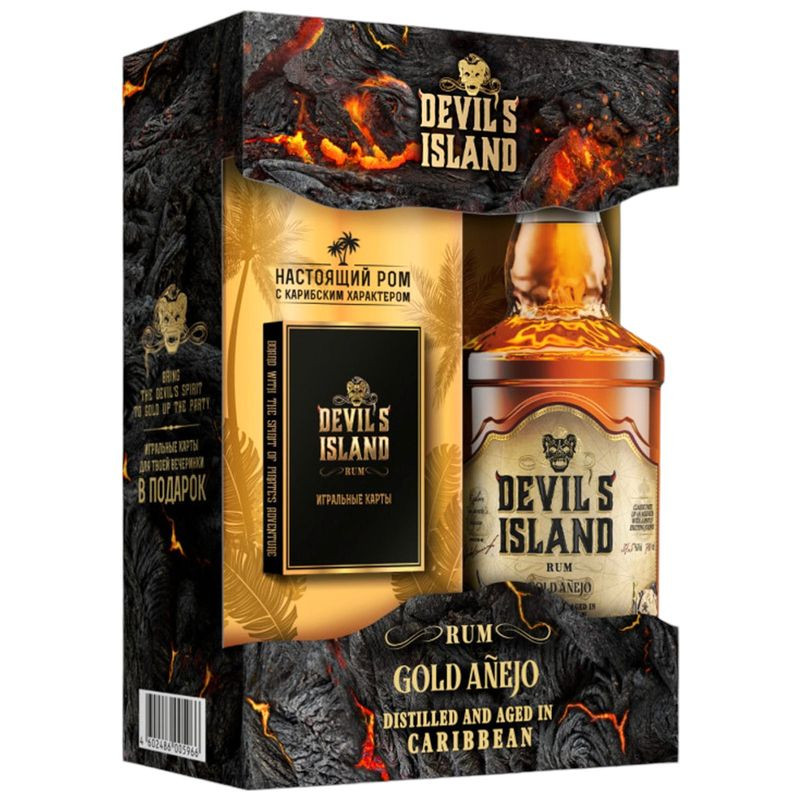 Изображение товара Ром Devil's Island Gold Anejo 700мл с игральными картами, Россия