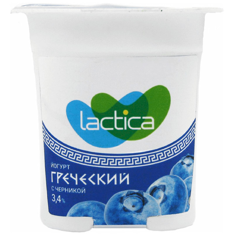 Изображение товара Йогурт Lactica двухслойный греческий с черникой 3.4%, 120г