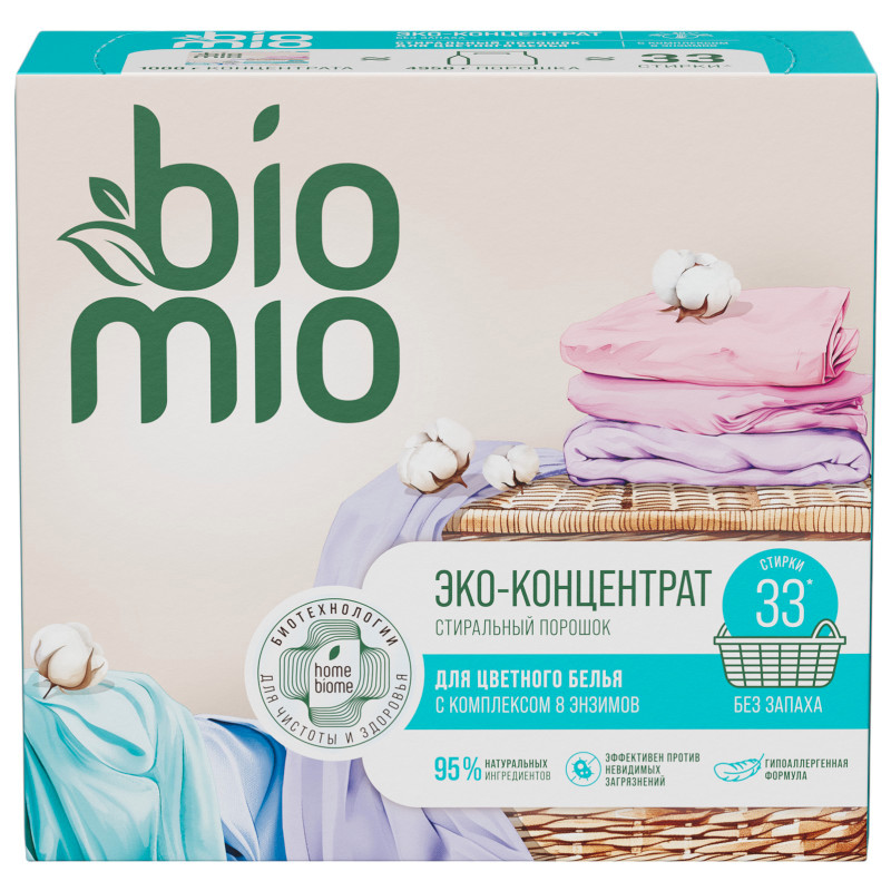 Изображение товара Порошок BioMio Bio-Universal для стирки цветного и белого концентрат без запаха, 1кг