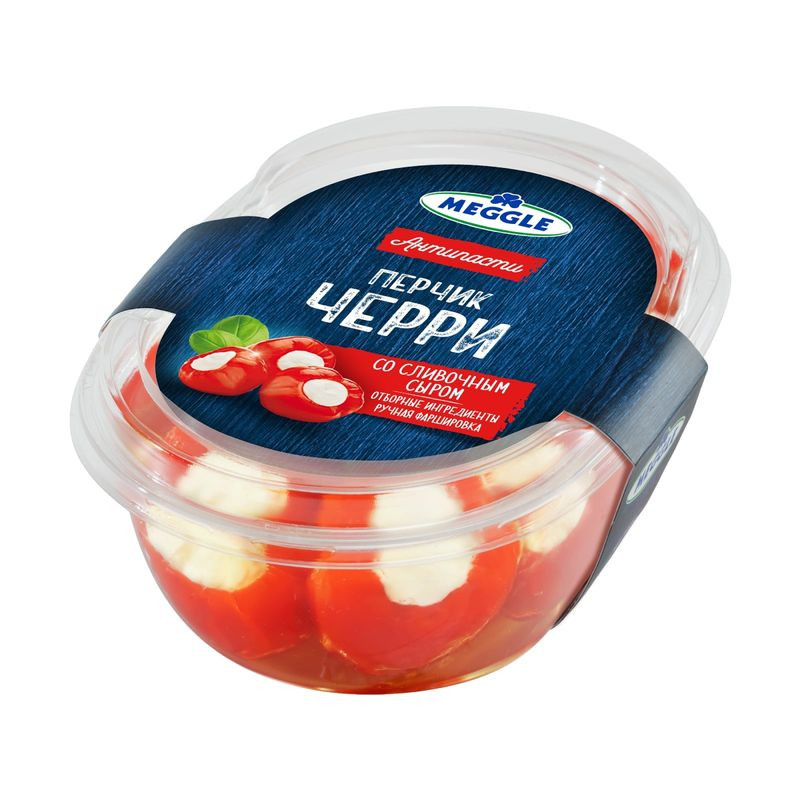 Изображение товара Перчик черри Meggle со сливочным сыром 210г - вкусная закуска с натуральным вкусом