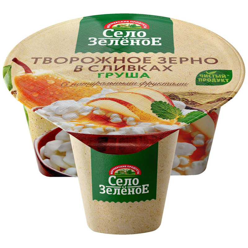 Изображение товара Творожное зерно Село Зелёное в сливках с наполнителем груша 5%, 130г