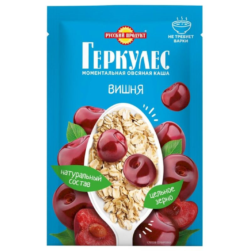 Изображение товара Каша овсяная Русский Продукт Геркулес с вишней, 35г