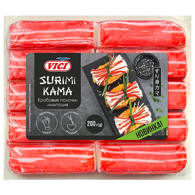 Изображение товара Палочки крабовые Vici Surimi Kama имитация пастеризованные, 200г