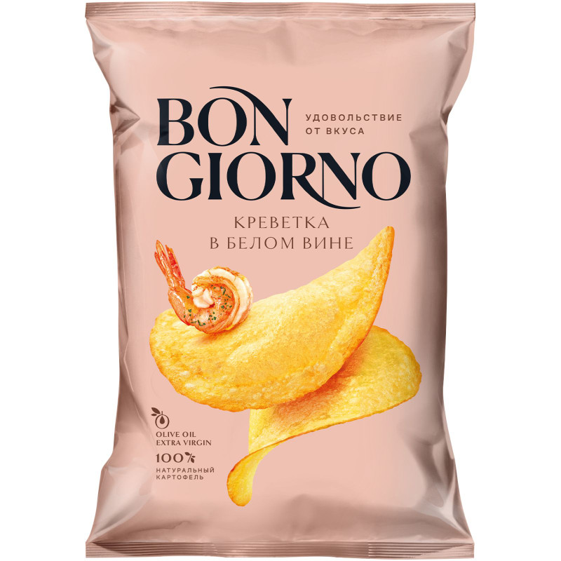 Изображение товара Чипсы Bon Giorno картофельные со вкусом Креветка в белом вине, 80г