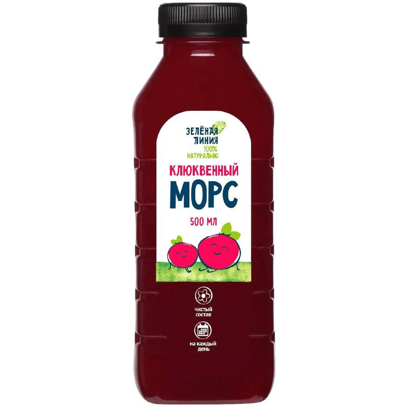 Изображение товара Морс клюквенный Зелёная Линия 500 мл натуральный напиток для здоровья
