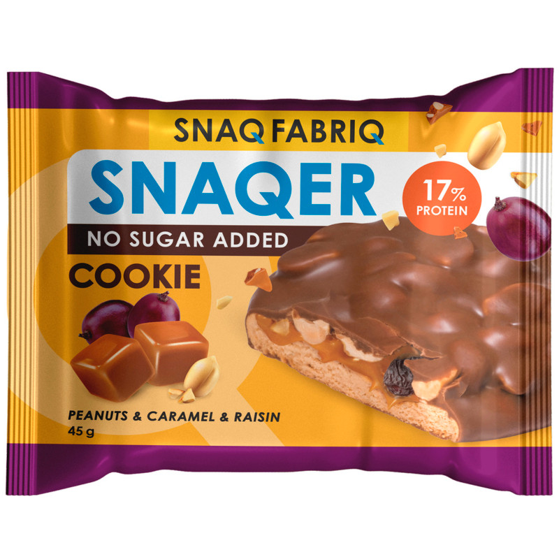 Изображение товара Печенье Snaq Fabriq Арахис Изюм И Карамель глазированное, 45г