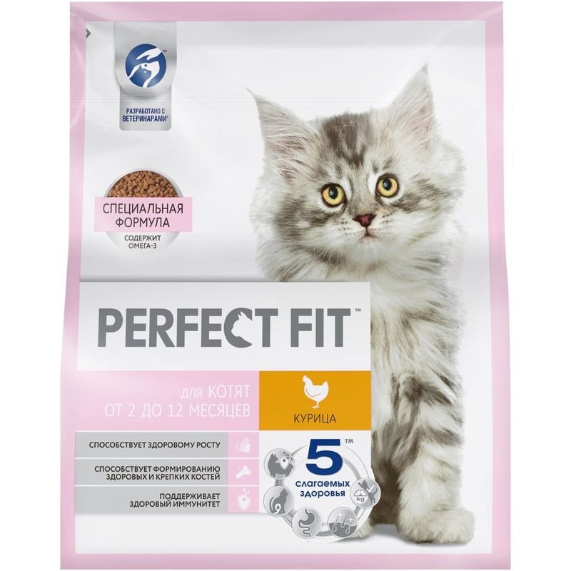 Изображение товара Корм для котят Perfect Fit с курицей 1.2 кг для здорового роста и развития