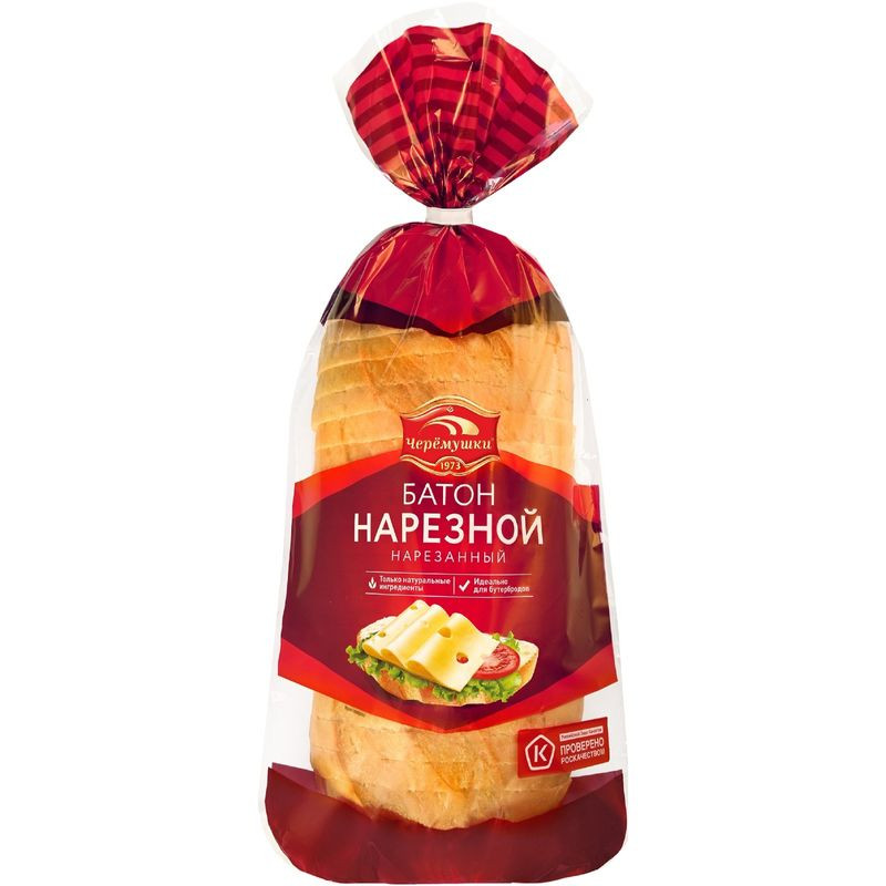 Изображение товара Батон Черемушки нарезка высший сорт 400 г - свежий хлеб для бутербродов