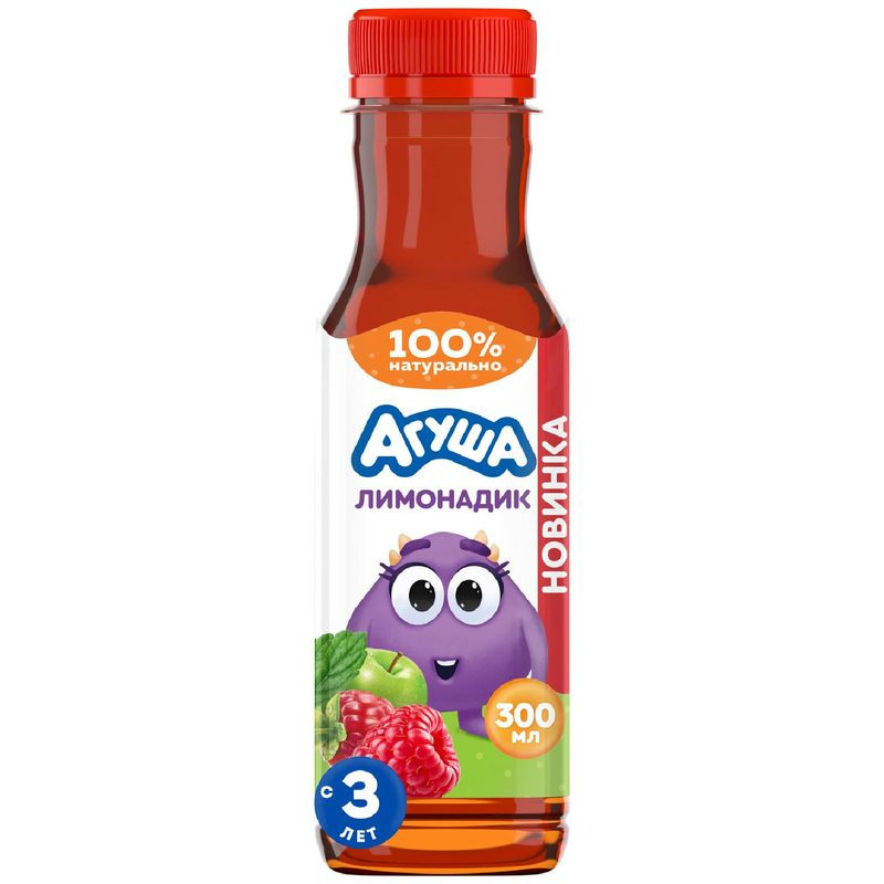 Изображение товара Лимонадик Агуша из яблока и малины с мелиссой 300мл для детей