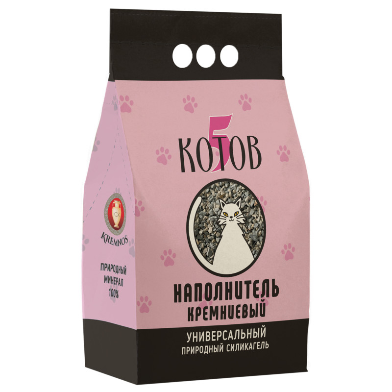 Изображение товара Наполнитель 5 Котов кремниевый для кошачьего туалета, 3.4кг