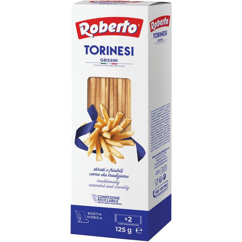 Изображение товара Хлебные палочки Roberto Гриссини торинези 125г натуральные итальянские закуски