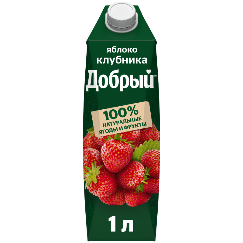 Изображение товара Напиток сокосодержащий Добрый из яблок и клубники, 1л