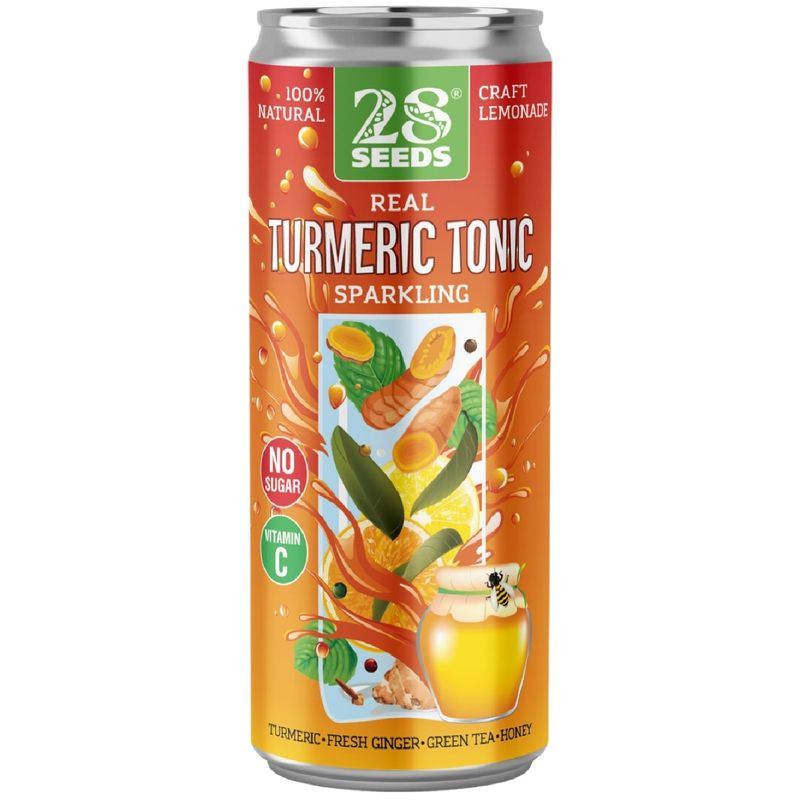 Изображение товара Газированный напиток 28 Seeds Куркуминный тоник безалкогольный 330 мл с соком