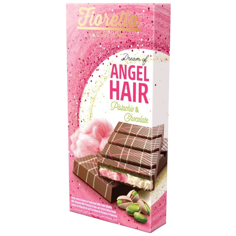 Изображение товара Шоколад Fiorella молочный с фисташковой начинкой и турецкой сладкой ватой 150г