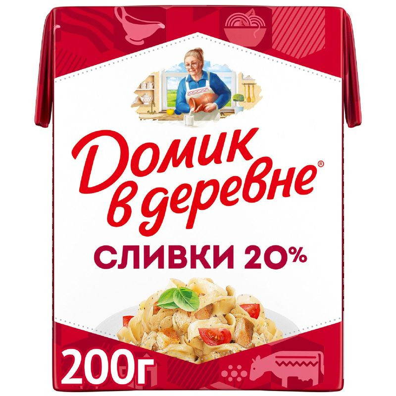 Изображение товара Стерилизованные сливки Домик в деревне 20% 200 г - натуральный продукт для кухни