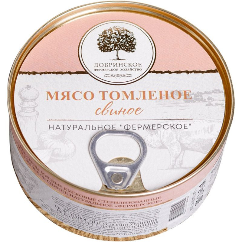 Изображение товара Свинина Добринское фермерское Хозяйство томлёная 325г натуральные мясные консервы