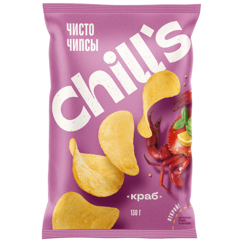 Изображение товара Чипсы Chill's картофельные со вкусом крабов, 130г
