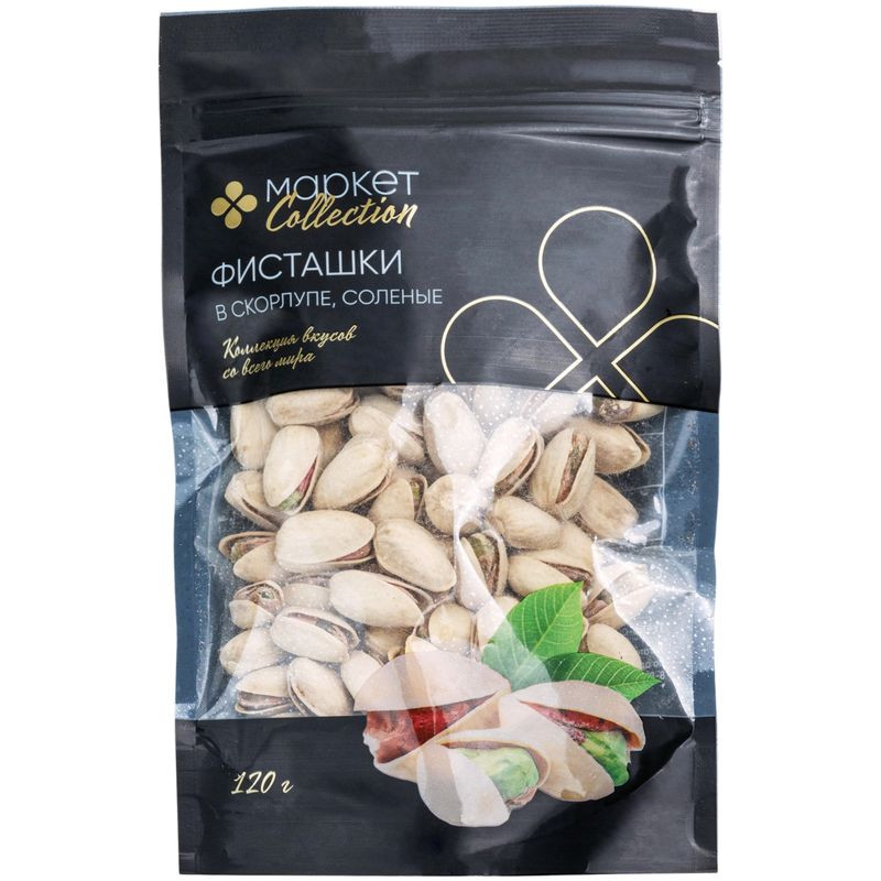 Изображение товара Фисташки жареные соленые в скорлупе 120г Маркет Коллекшн - вкусный перекус и добавка