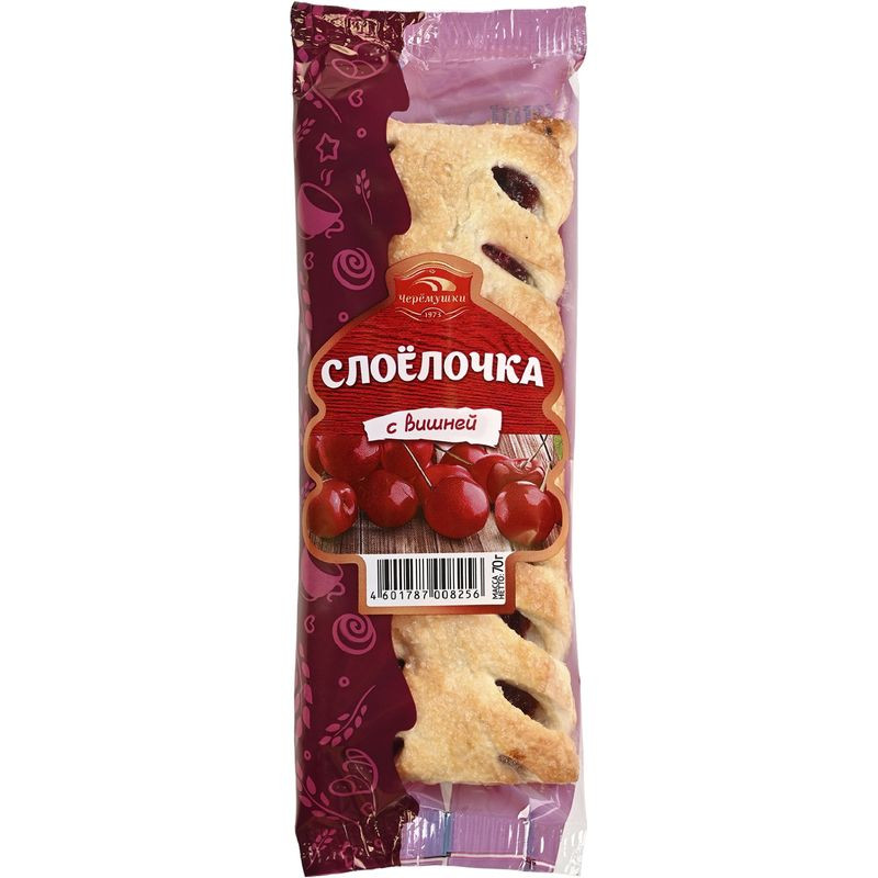 Изображение товара Слойка Черёмушки с вишней 70г натуральное вкусное тесто и ягоды