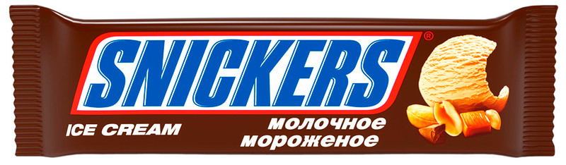 Изображение товара Мороженое Snickers молочное с карамелью и арахисом, 48г
