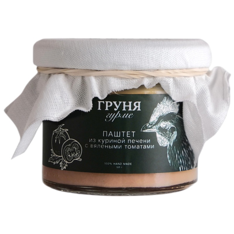 Изображение товара Паштет Груня Гурме из куриной печени с вяленными томатами, 100г