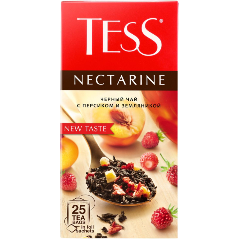 Изображение товара Чай Tess с персиком и земляникой чёрный, 25х1.5г