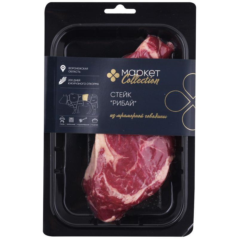 Изображение товара Стейк Рибай из мраморной говядины категории А 300г охлажденный Маркет Коллекшн Россия