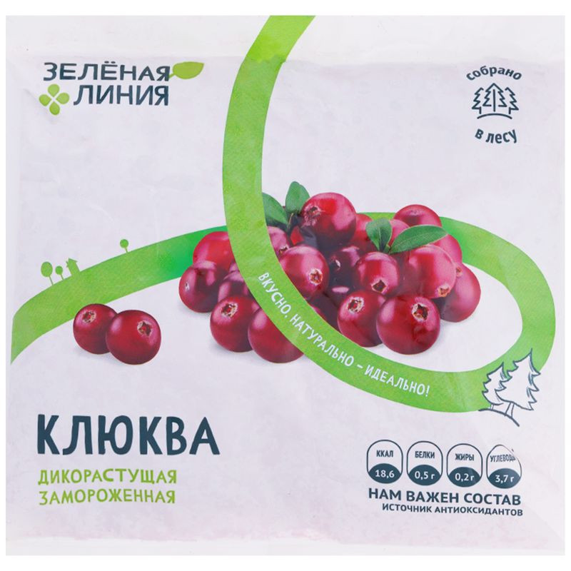 Изображение товара Дикорастущая замороженная клюква Зелёная Линия 300г