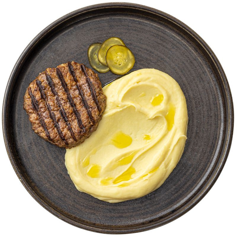 Изображение товара Бифштекс из говядины с картофельным пюре Перекрёсток Select 250г