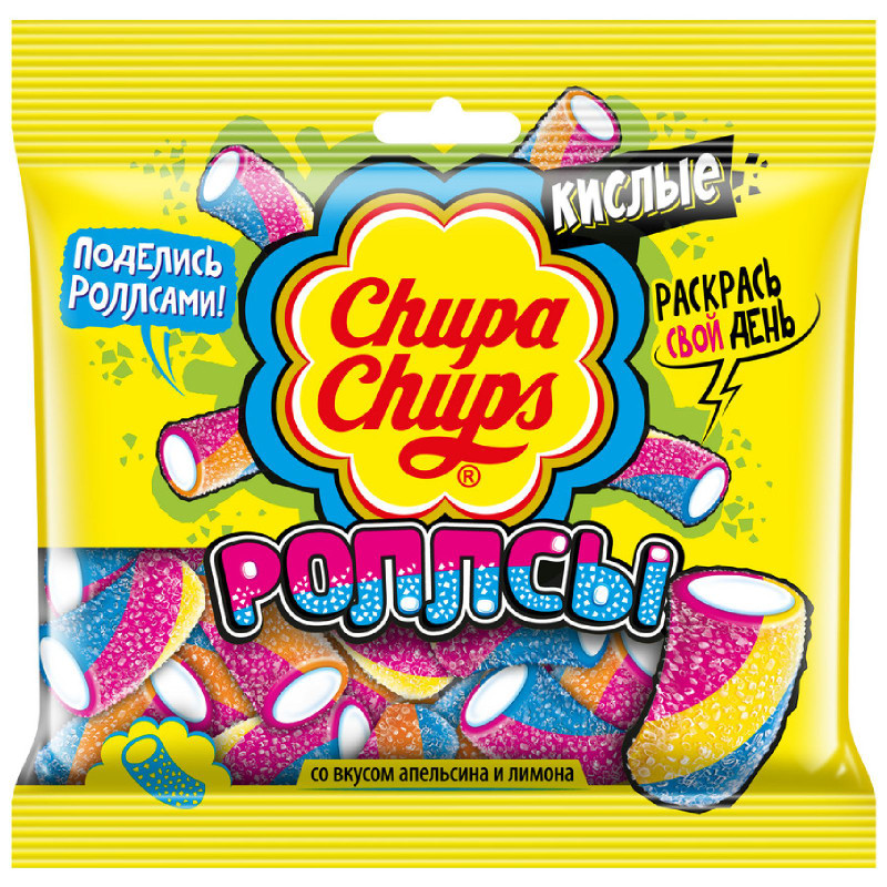 Изображение товара Мармелад жевательный Chupa Chups Роллсы с апельсиново-лимонным вкусом, 150г