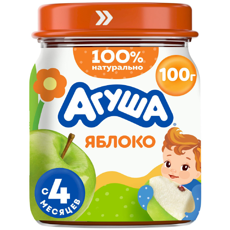 Изображение товара Пюре фруктовое детское Агуша Яблоко с 4 месяцев, 100г