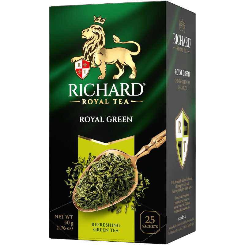 Изображение товара Чай Richard Royal Green зелёный китайский в пакетиках, 25х2г